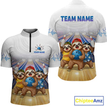 Load image into Gallery viewer, Custom Funny Sloth Bowling Shirt for Men Bowling Team Jersey Bowling League Bowling Cloth HNT299
