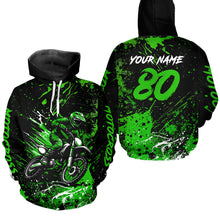 Load image into Gallery viewer, Custom Green Motocross Hoodie Jersey for Kid Men Women Dirt Bike Racing Motorcycle Hoodie HOT34