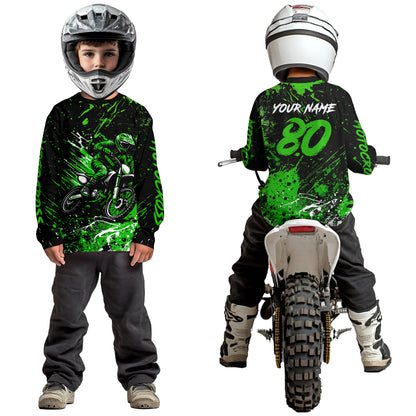 Green Youth Motocross Jersey Custom Motocycle Shirts Men Women Kid Motocross Shirt UPF30+ DNT39