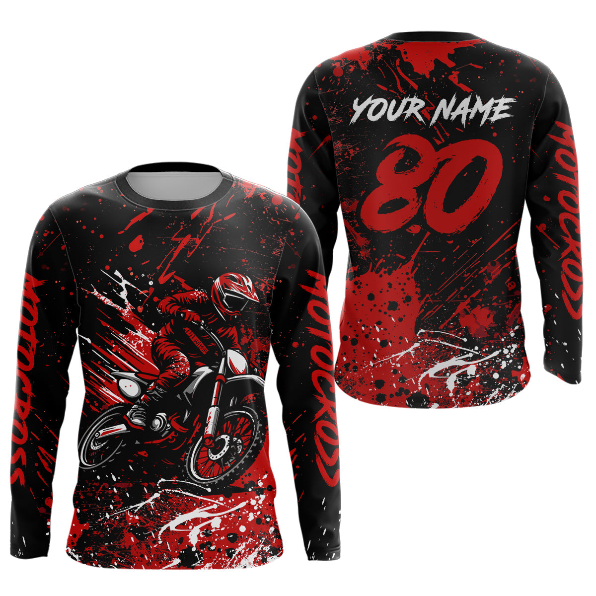 Red Youth Motocross Jersey Custom Motocycle Shirts Men Women Kid Motocross Shirt UPF30+ DNT39
