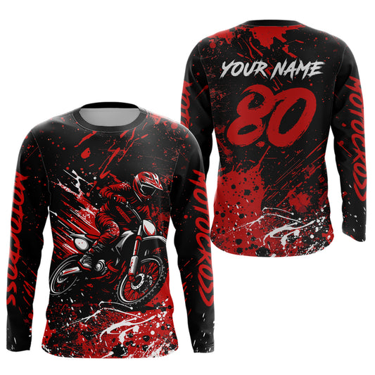 Red Youth Motocross Jersey Custom Motocycle Shirts Men Women Kid Motocross Shirt UPF30+ DNT39