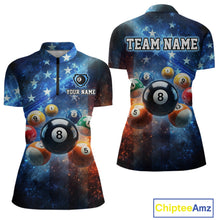 Load image into Gallery viewer, Customizable sports jersey with pool ball design and 'Team Name' text on a starry night sky background.