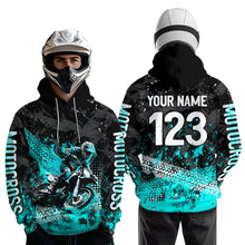 Load image into Gallery viewer, Custom Turquoise Motocross Jersey Hoodie Kid Men Women Youth Dirt Bike Motorcycle Hoodie HOT37
