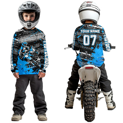 Blue Motocross Jersey Racing for Kid Men Women Custom Dirt Bike Shirts UPF30+ DNT45