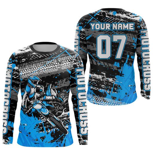 Blue Motocross Jersey Racing for Kid Men Women Custom Dirt Bike Shirts UPF30+ DNT45