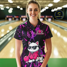Load image into Gallery viewer, Custom Funny Cat Bowling Bowling Jersey for Women Bowling Team Shirts Polo &amp; 1/4 Zip HNT194