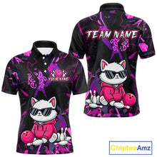 Load image into Gallery viewer, Custom Funny Cat Bowling Bowling Jersey for Men Bowling Team Shirts Polo &amp; 1/4 Zip HNT194