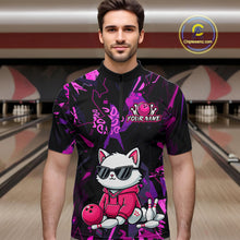 Load image into Gallery viewer, Custom Funny Cat Bowling Bowling Jersey for Men Bowling Team Shirts Polo &amp; 1/4 Zip HNT194