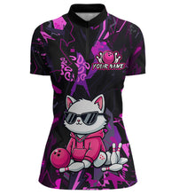 Load image into Gallery viewer, Custom Funny Cat Bowling Bowling Jersey for Women Bowling Team Shirts Polo &amp; 1/4 Zip HNT194