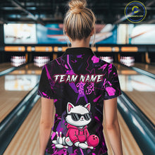 Load image into Gallery viewer, Custom Funny Cat Bowling Bowling Jersey for Women Bowling Team Shirts Polo &amp; 1/4 Zip HNT194