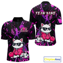 Load image into Gallery viewer, Custom Funny Cat Bowling Bowling Jersey for Men Bowling Team Shirts Polo &amp; 1/4 Zip HNT194