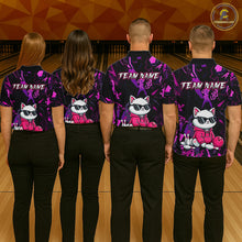 Load image into Gallery viewer, Custom Funny Cat Bowling Bowling Jersey for Men Bowling Team Shirts Polo &amp; 1/4 Zip HNT194