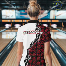 Load image into Gallery viewer, Custom Red Rose Flowers Bowling Jersey for Women Polo &amp; 1/4 Zip Bowling Team Shirts HNT212