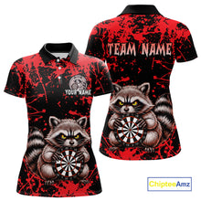 Load image into Gallery viewer, Custom Red Raccoon Funny Dart Shirt Dart Team Jersey for Women Dartboard Polo &amp; 1/4 Zip Shirts NNT170