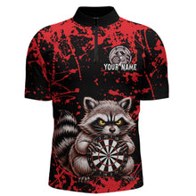 Load image into Gallery viewer, Custom Red Raccoon Funny Dart Shirt Dart Team Jersey for Men Dartboard Polo &amp; 1/4 Zip Shirts NNT170