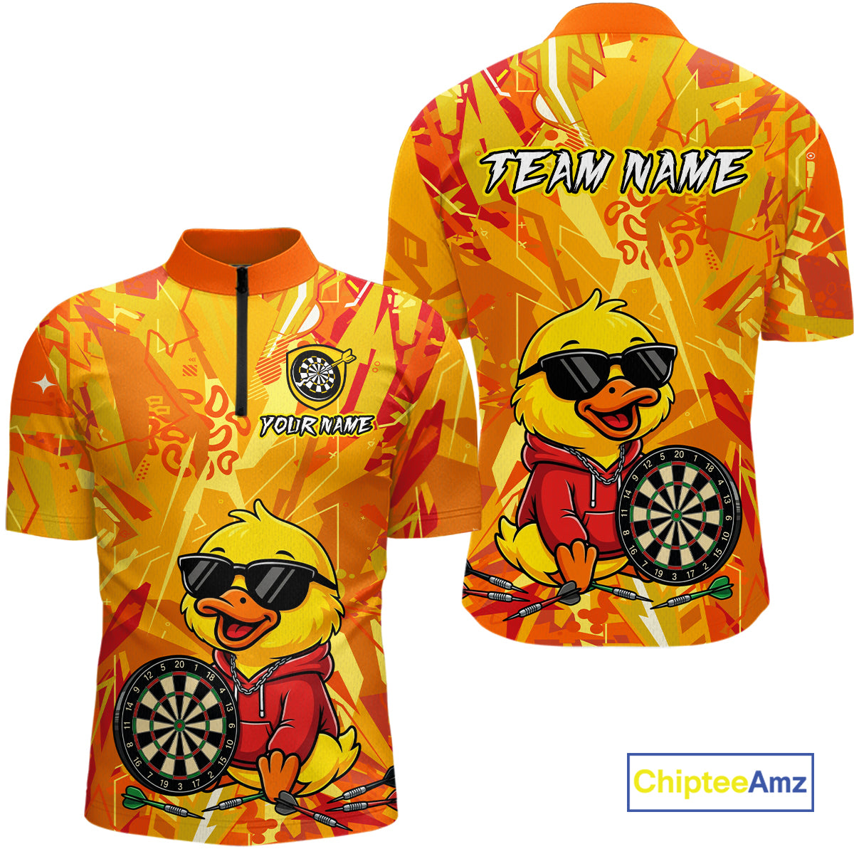 Custom Funny Duck Dart Shirt Dart Team Jersey for Men Dartboard Polo & 1/4Zip Shirts NNT166