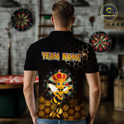 Custom Funny Queen Bee Dart Shirt Dart Team Jersey for Men Dartboard Polo & 1/4 Zip Shirts NNT165