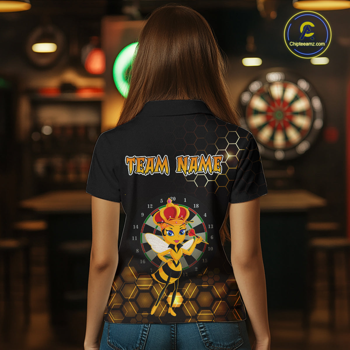 Custom Funny Queen Bee Dart Shirt Dart Team Jersey for Women Dartboard Polo & 1/4 Zip Shirts NNT165