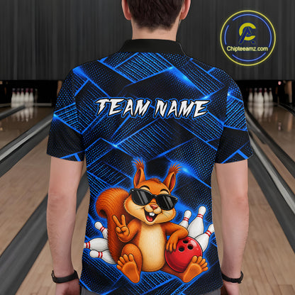 Blue Squirrel Funny Custom Bowling Jersey for Men Bowling Team Shirts Bowling League HNT304