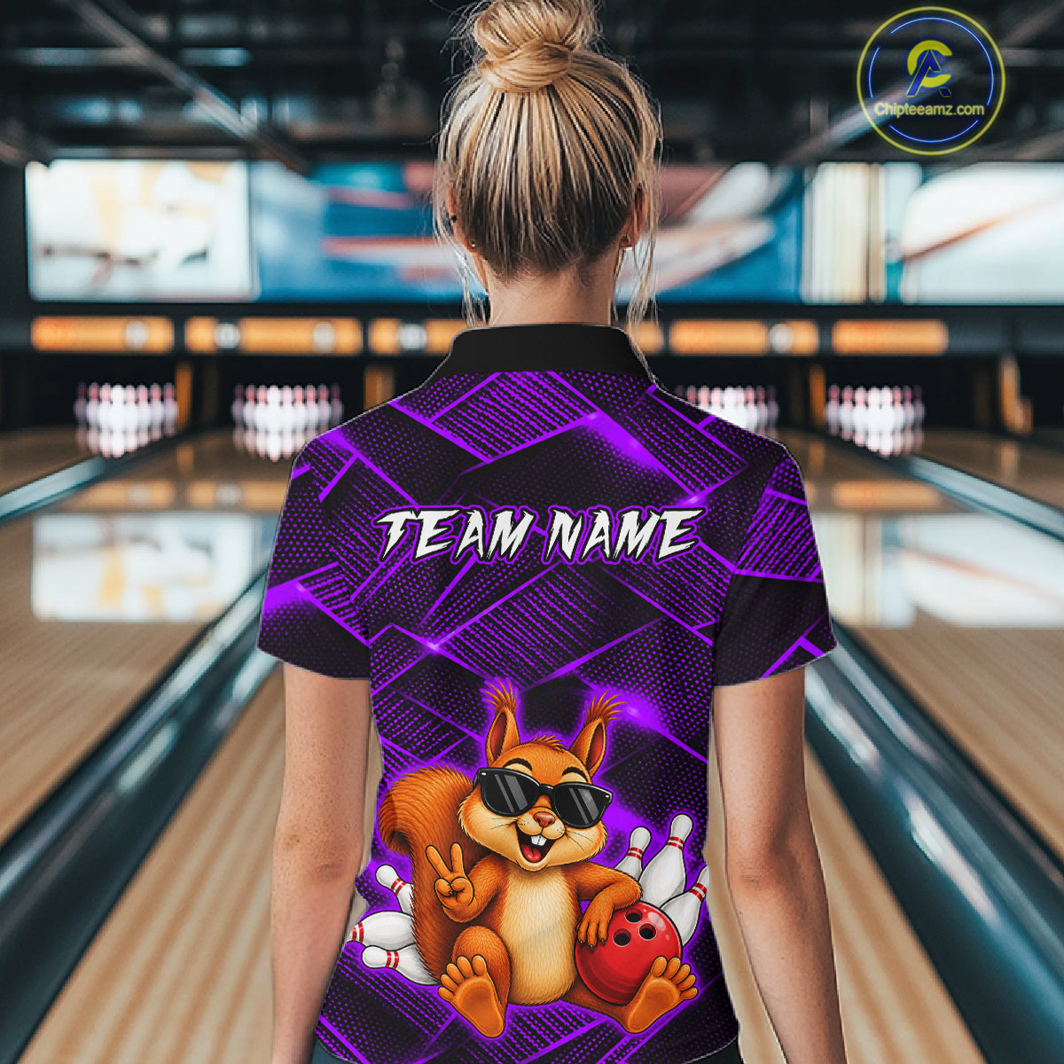 Purple Squirrel Funny Custom Bowling Jersey for Women Bowling Team Shirts Bowling League HNT304