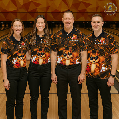 Orange Squirrel Funny Custom Bowling Jersey for Men Bowling Team Shirts Bowling League HNT304