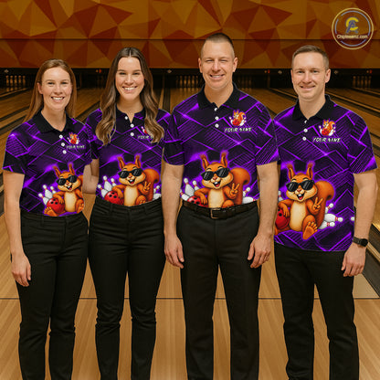 Purple Squirrel Funny Custom Bowling Jersey for Men Bowling Team Shirts Bowling League HNT304