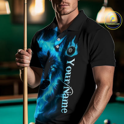 Custom Wolf 8 Ball Billiard Shirts for Men Billiard Team Shirts Billiard League Polo & 1/4 Zip NNT97