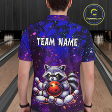 Load image into Gallery viewer, Custom Funny Raccoon Bowling Jersey for Men Bowling Tournament Polo &amp; 1/4 Zip Bowling Team Shirts HNT216