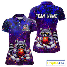 Load image into Gallery viewer, Custom Funny Raccoon Bowling Jersey for Women Bowling Tournament Polo &amp; 1/4 Zip Bowling Team Shirts HNT216