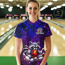 Load image into Gallery viewer, Custom Funny Raccoon Bowling Jersey for Women Bowling Tournament Polo &amp; 1/4 Zip Bowling Team Shirts HNT216