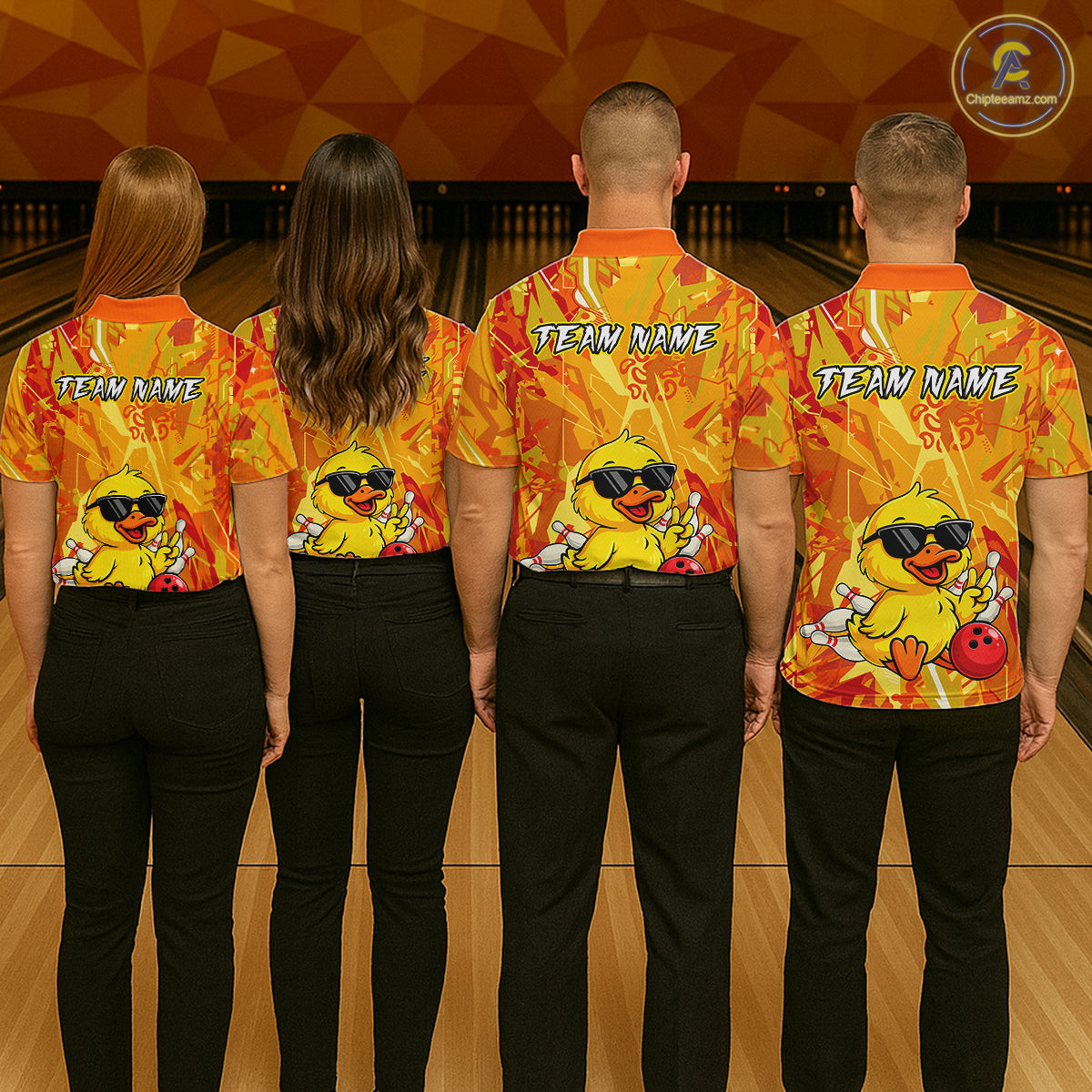 Custom Yellow Funny Duck Bowling Jersey for Men Bowling Uniform Polo & 1/4 Zip Bowling Team Shirts HNT236