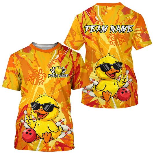 Custom Yellow Funny Duck Bowling Jersey for Men Women Bowling Uniform Bowling Team Shirts HNT236