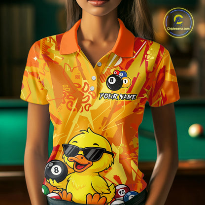 Custom Yellow Duck Funny 8 Ball Pool Shirts Billiard Shirt for Women Billiard Team Jersey League NNT174
