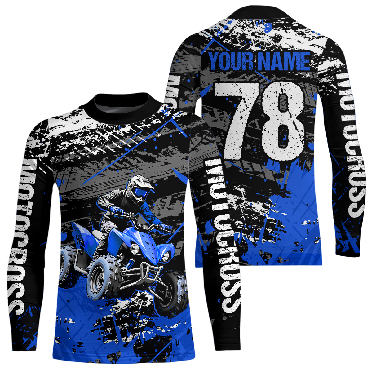 Custom Blue Off-Road Quad Bike Shirt Youth ATV Motocross Shirts Kid Men Women UPF30+ DNT78