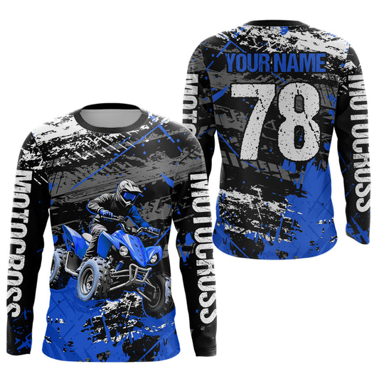Custom Blue ATV Motocross Shirts Kid Adult Motocross Off-Road Quad Bike Shirt UPF30+ DNT62
