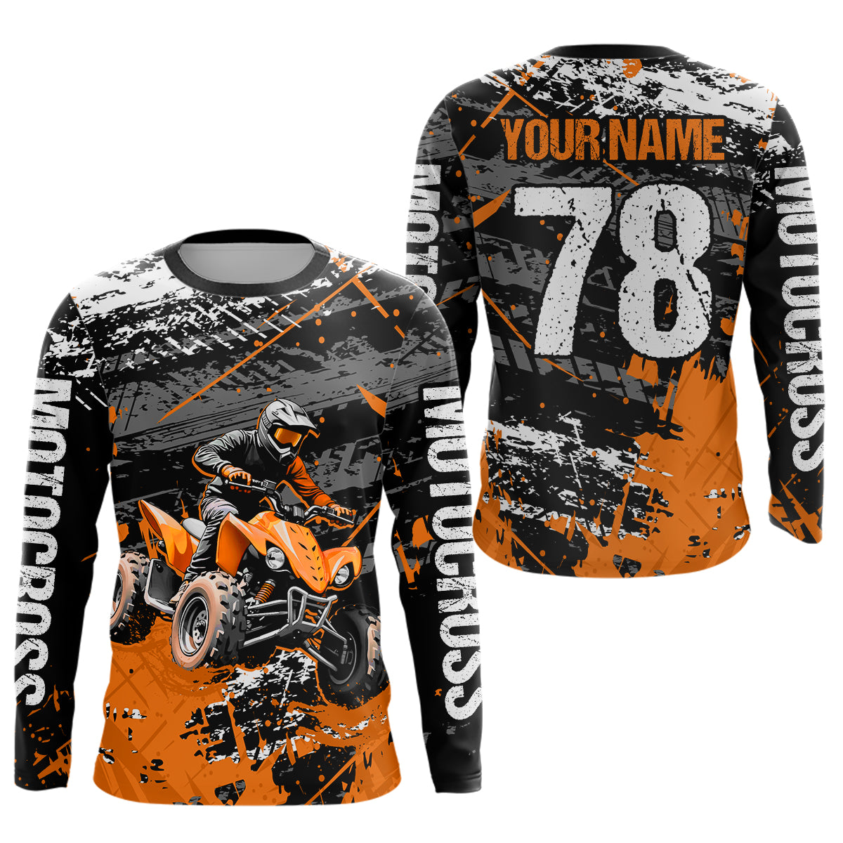 Custom Orange ATV Motocross Shirts Kid Adult Motocross Off-Road Quad Bike Shirt UPF30+ DNT62