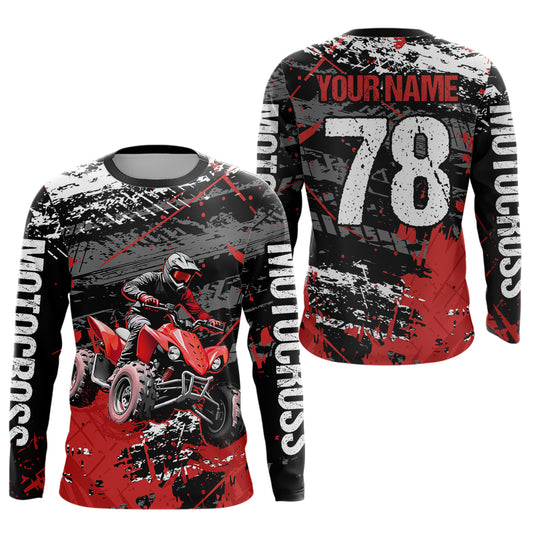 Custom Red Off-Road Quad Bike Shirt Youth ATV Motocross Shirts Kid Men Women UPF30+ DNT78