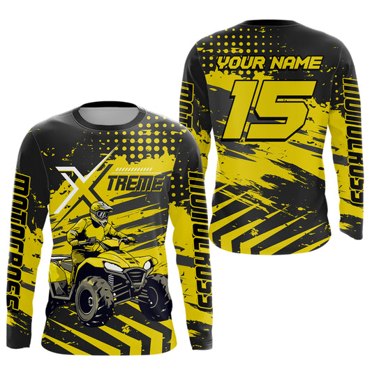 Custom Yellow Off-Road Quad Bike Shirt Extreme ATV Motocross Shirts Kid Men Women UPF30+ DNT79