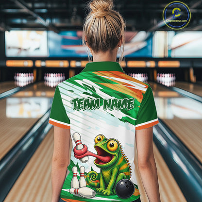 Custom Funny Chameleon Bowling Jersey for Women Bowling Team Shirts Bowling League HNT308