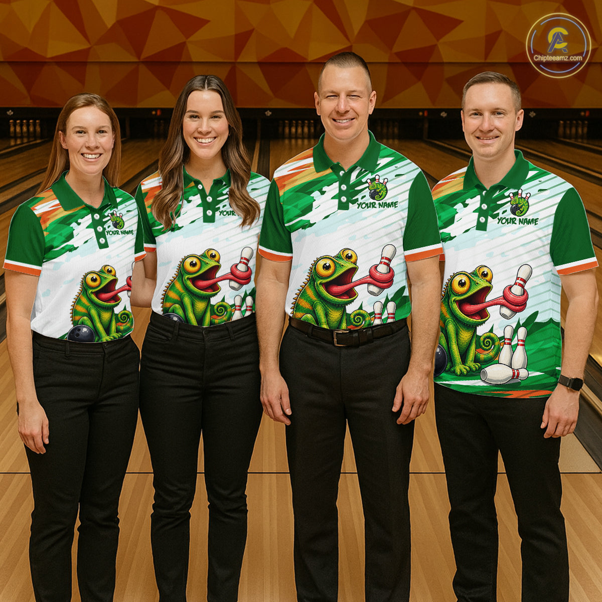 Custom Funny Chameleon Bowling Jersey for Men Bowling Team Shirts Bowling League HNT308