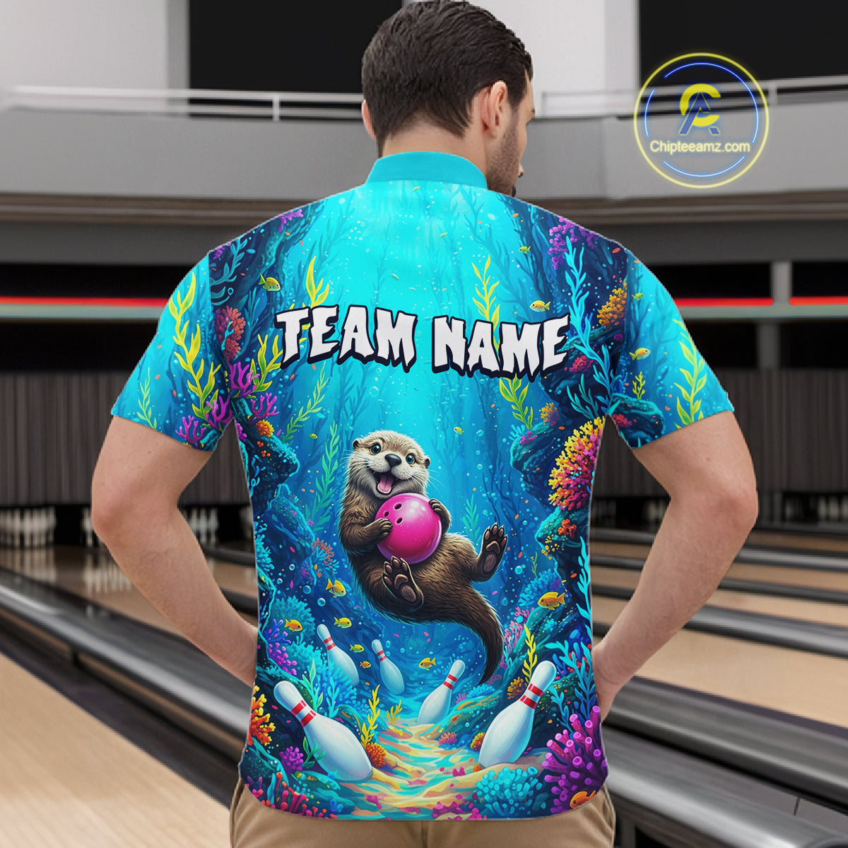 Custom Ocean Funny Otte Bowling Jersey for Men Funny Bowling Team Shirts Bowling Uniform HNT273