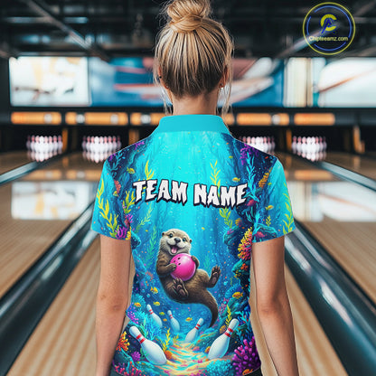 Custom Ocean Funny Otte Bowling Jersey for Women Funny Bowling Team Shirts Bowling Uniform HNT273