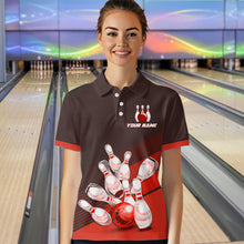 Load image into Gallery viewer, Red Bowling Jersey for Women Custom Bowling Team Shirts Bowling League Polo &amp; 1/4 Zip HNT166