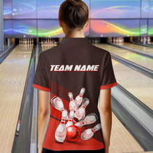 Load image into Gallery viewer, Red Bowling Jersey for Women Custom Bowling Team Shirts Bowling League Polo &amp; 1/4 Zip HNT166
