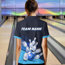 Load image into Gallery viewer, Blue Bowling Jersey for Women Custom Bowling Team Shirts Bowling League Polo &amp; 1/4 Zip HNT166