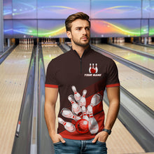 Load image into Gallery viewer, Red Bowling Jersey for Men Custom Bowling Team Shirts Bowling League Polo &amp; 1/4 Zip HNT166