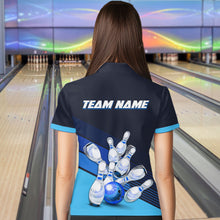 Load image into Gallery viewer, Blue Bowling Jersey for Women Custom Bowling Team Shirts Bowling League Polo &amp; 1/4 Zip HNT166