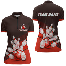 Load image into Gallery viewer, Red Bowling Jersey for Women Custom Bowling Team Shirts Bowling League Polo &amp; 1/4 Zip HNT166