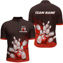 Load image into Gallery viewer, Red Bowling Jersey for Men Custom Bowling Team Shirts Bowling League Polo &amp; 1/4 Zip HNT166