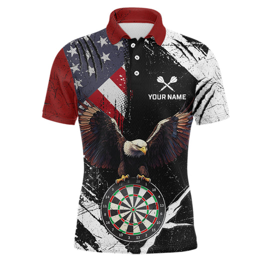 Custom US Flag Eagle Dart Shirt for Men Dartboard Shirt Dart Jerseys Gift for Team Polo &1/4 Zip NNT110